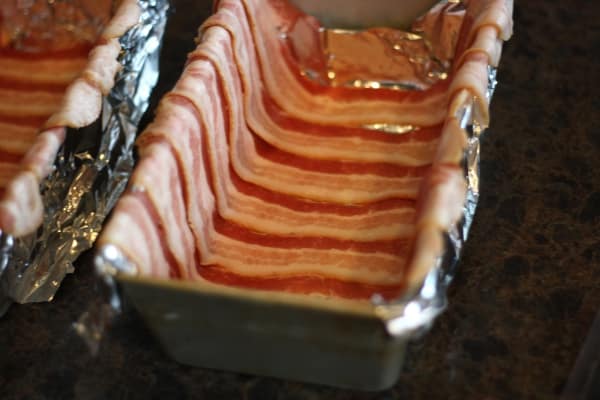 terrine loaf pan with bacon