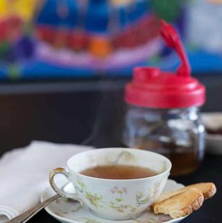 Rose hips tea with biscuit and reCAP flip cap | ethnicspoon.com