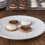 german spice cookies with chocolate on a plate