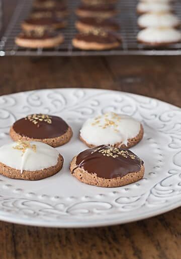 german spice cookies with chocolate on a plate