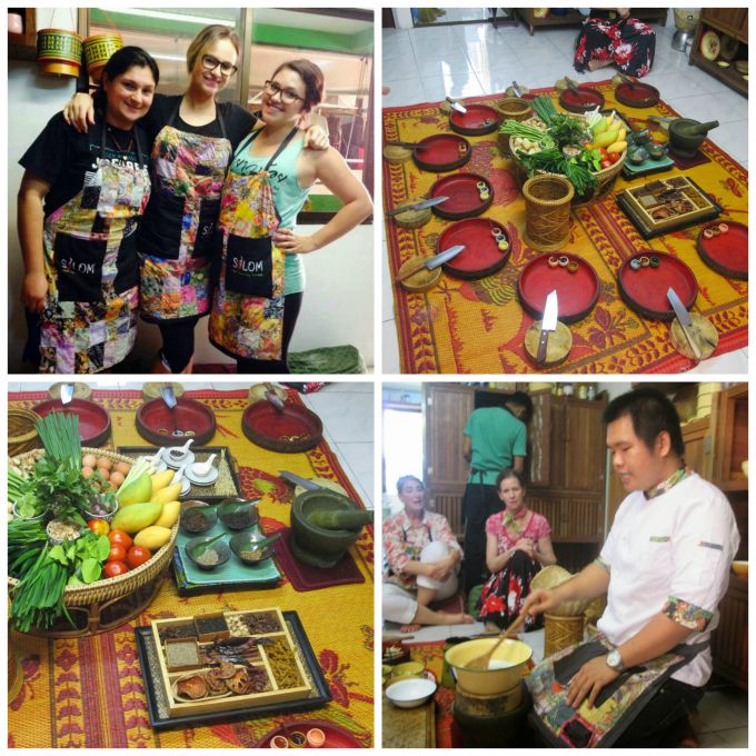 a collage of a cooking class