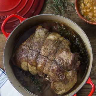 Simple an delicious French herbed slow roasted leg of lamb. | ethnicspoon.com