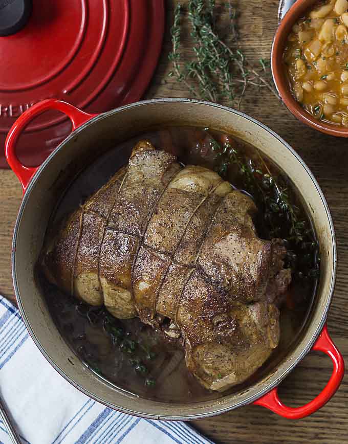 Simple an delicious French herbed slow roasted leg of lamb. | ethnicspoon.com