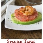 A delicious cold tapas dish for a hot day or make a large portion for a salad. Shrimp with grapefruit & avocado is a great balance of flavors. Sprinkle a little thyme for an herbal note too! | ethnicspoon.com