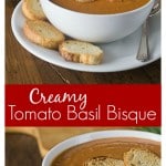 Voted the best ever tomato soup EVER by my family! Tomato basil bisque is rich and creamy! If you like tomato soup you will love this soup. Everyone loves a quick and easy recipe. I love to dunk my crispy grilled cheese sandwich in too! #tomatosoup #tomatobasilsoup #tomatobisque| ethnicspoon.com