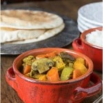 Love curry? You will love the this nice spicy vegan curry! This recipe has a nice blend of sweet and heat with mushrooms, tofu, carrots, sweet potato, garam masala, ginger and cayenne. | ethnicspoon.com