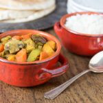 Try a nice spicy vegan curry! This recipe has a nice blend of sweet and heat with mushrooms, tofu, carrots, sweet potato, garam masala, ginger and cayenne. | ethnicspoon.com