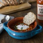 My favorite spicy egg dish! Saucy with some heat and delicious eggs in purgatory with fresh basil! Enjoy Prego® Farmers' Market #PickedAtPeak | ethnicspoon.com