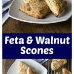 Serve these warm from the oven! They will melt in your mouth! Savory feta walnut scones bring a nice salty and nutty flavors. | ethnicspoon.com