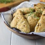Salty and sweet! melt in your mouth savory scones with carmelized onion, pancetta and figs. You will love these for breakfast, lunch or dinner. | ethnicspoon.com