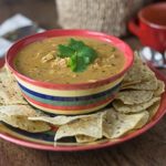 One of my favorite Mexican style soups. This is a super simple bowl of comfort food! Creamy chicken tortilla soup is cheesy, spicy and smooth to warm you on a cold day! | ethnicspoon.com