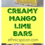Sweet, tart, creamy and crunchy! Love mangos? You'll love these creamy mango lime bars with sweet and tart flavors and a crunchy shortbread crust. | ethnicspoon.com