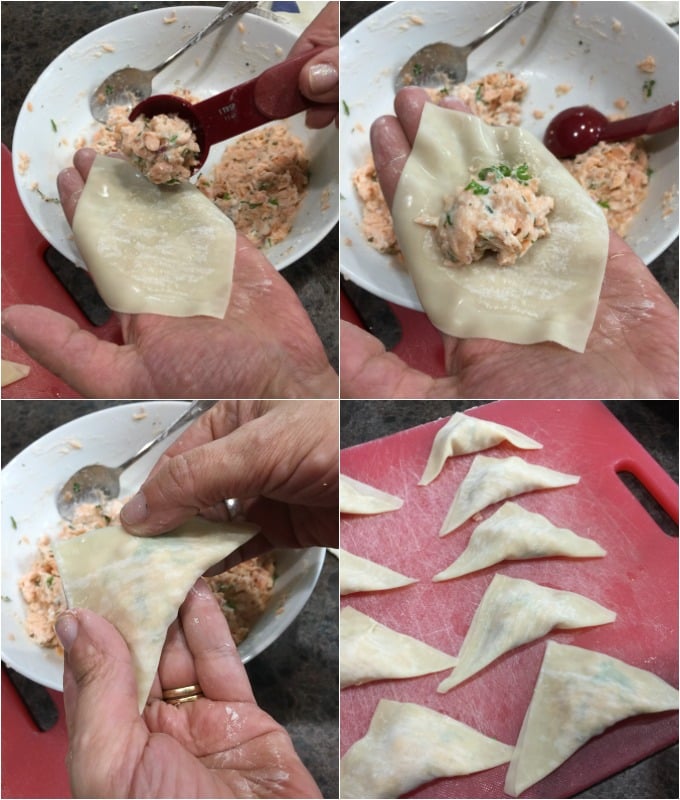 Steps to prepare salmon ravioli