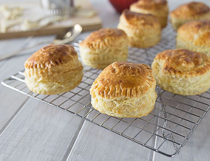 a closeup of chicken pastry puffs