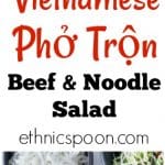 You will love this cool salad with authentic Vietnamese flavors! Vietnamese Beef Noodle Salad (Phở Trộn) is a delicious recipe for noodle salad mostly eaten during the hot summers in Hanoi or anywhere when you need a cool dish for lunch or dinner. This has some of the best Vietnamese contrast of flavors: salty, tangy, sweet, butter and some hot chillies for some heat too! Try some Pho Tron! So Good! | ethnicspoon.com