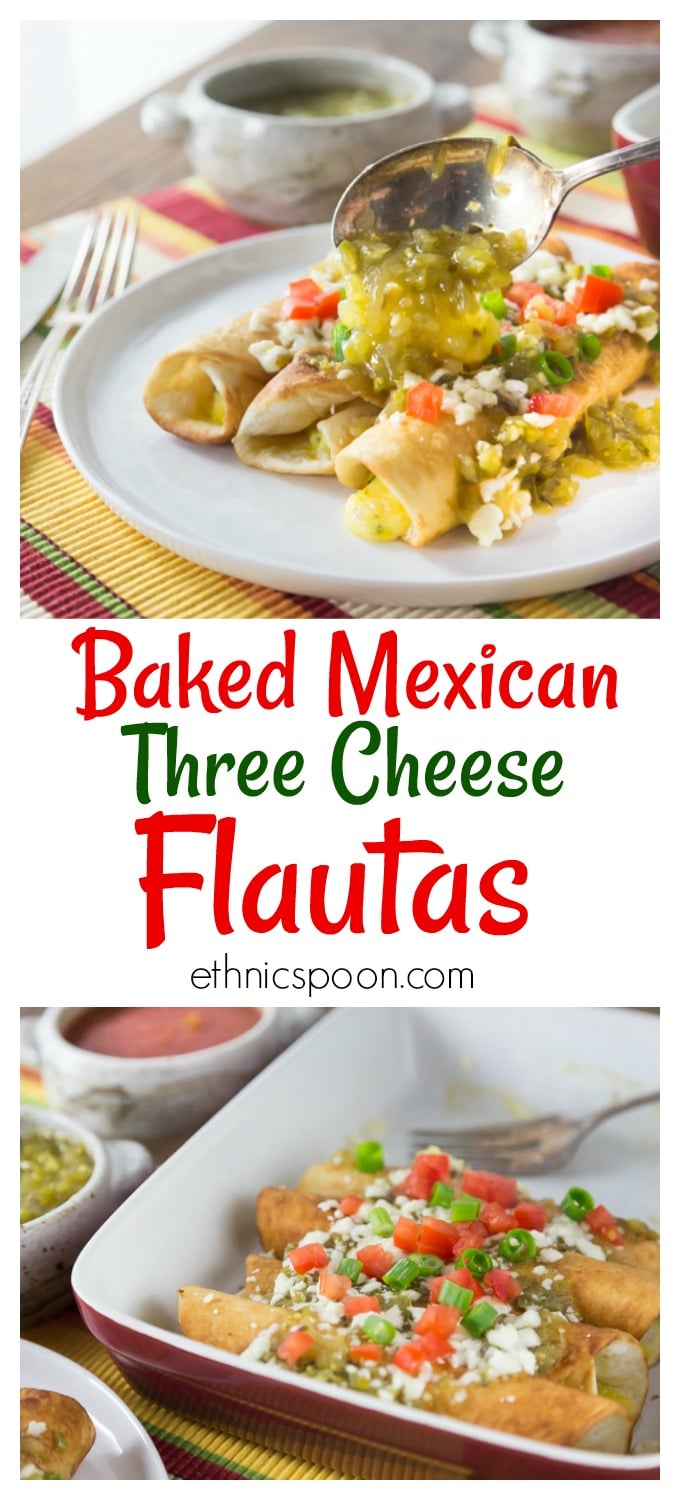 Baked Mexican Three Cheese Flautas - Analida's Ethnic Spoon
