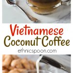 Vietnamese coffee culture is a growing sensation! Vietnamese coconut coffee is a super simple coffee drink to make at home and it is the authentic version made in Hanoi at popular coffee shops. Drizzle in a combination of sweetened condensed milk and coconut cream on top of a strong brewed coffee. | ethnicspoon.com