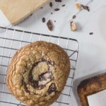 english toffee chocolate cookie on a cooling rack