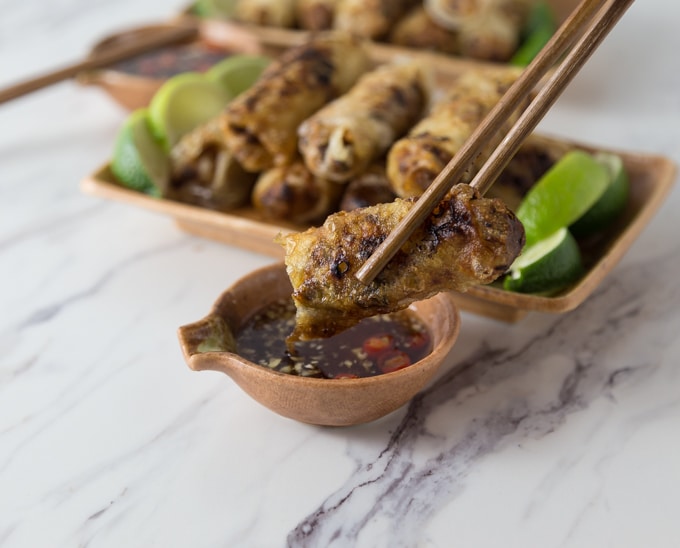 Vietnamese Spring Rolls with Easy Peanut Sauce – The Savory Chopstick