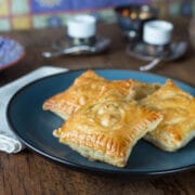 A photo of puff pastry filled with Turkish style beef filling.