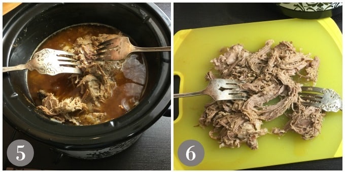 A photo showing pork carnitas that are fork tender.