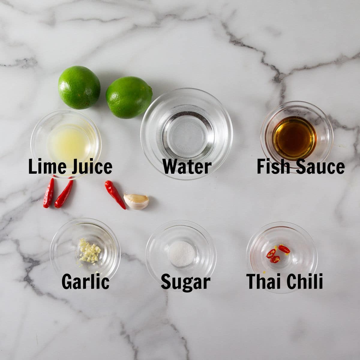 A photo showing the ingredients for nuoc cham with text overlays.