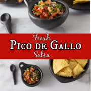 A collage of photos showing pico de gallo with a text overlay.