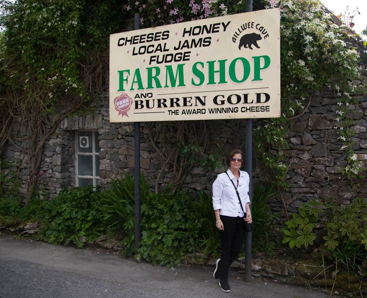 A photo of the Aillwee Burren Gold cheese shop in Ireland.