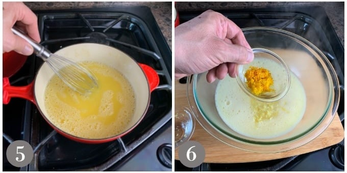 A photo of the saucepan with the pie filling.