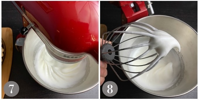 A photo of whisking the egg whites.