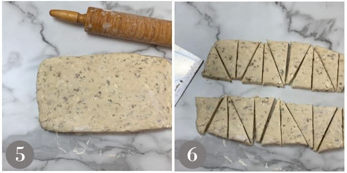 A photo of the dough being rolled out and cut.