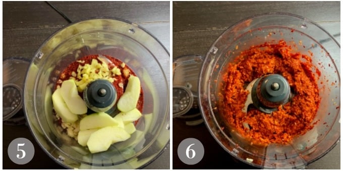 A photo showing combining the chili paste and blending.